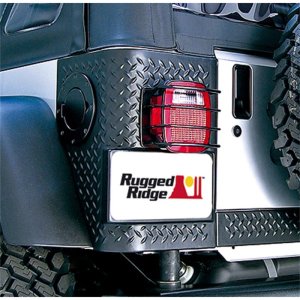 Jeep Wrangler Tail Light Guards - Rear - Rugged Ridge - Euro - Black - `87-`06